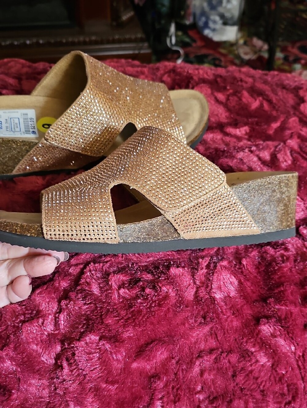 White Mountain Gold Sparkle Slide Sandals - Picture 5 of 9